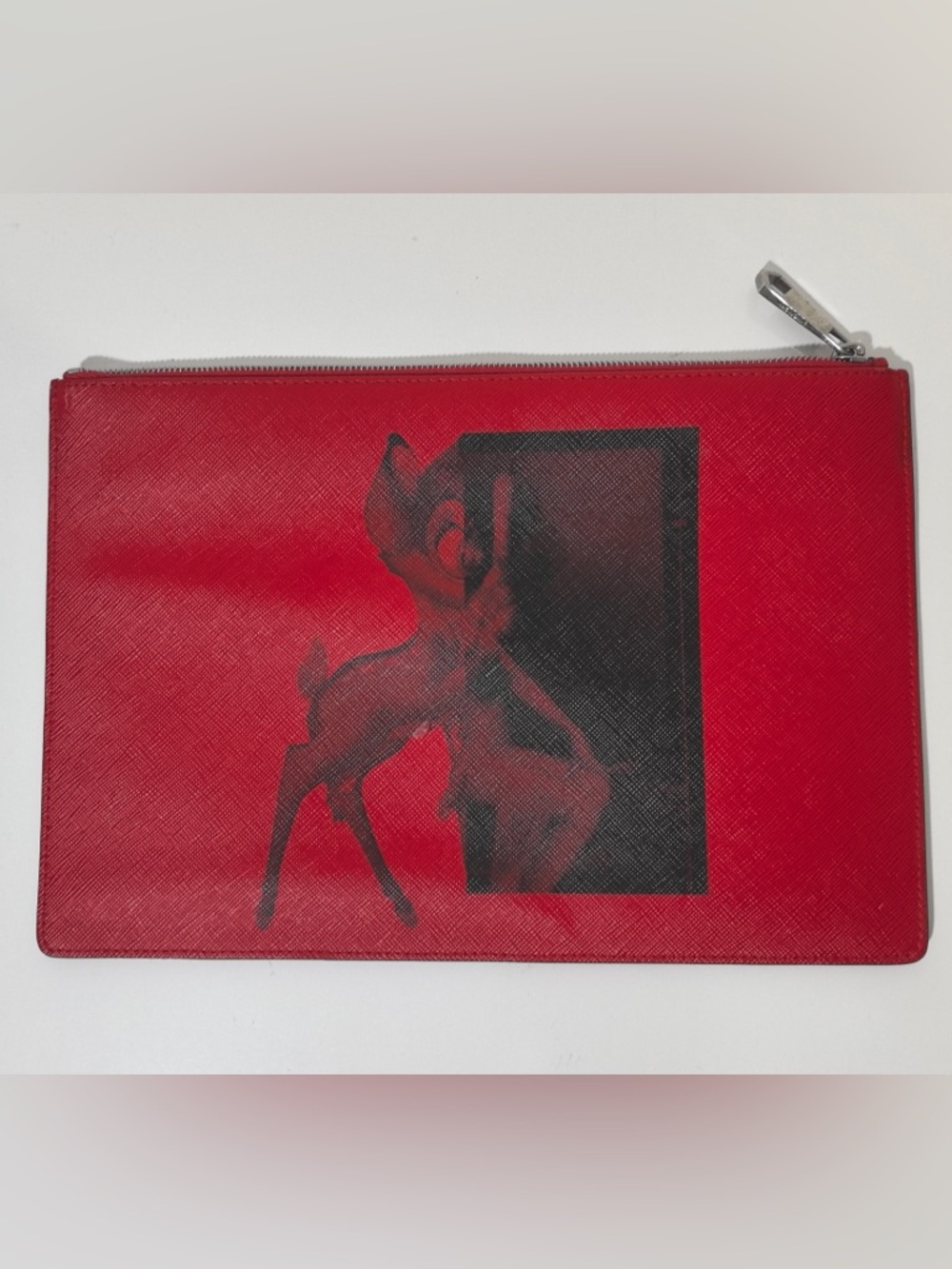 Pre-Owned Givenchy Red Bambi Medium Zip Pouch